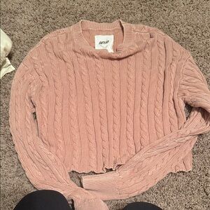 Aerie Blush Cable Knit Sweater